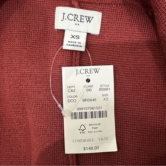 Jcrew 2 Button Sweater Blazer Dark Red Brick - Picture 5 of 7